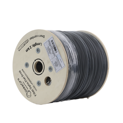 Carrete de 2 km de Fibra Óptica Drop Plana, Interior/Exterior G.657A2 Monomodo de 2 hilos (bifibra), Dieléctrica, Forro Negro,  (No Soporta Conectores Mecánicos)