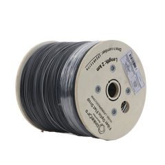 Carrete de 2 km de Fibra Óptica Drop Plana, Interior/Exterior G.657A2 Monomodo de 2 Hilos (Bifibra), Dieléctrica, Forro Negro, (No Soporta Conectores Mecánicos)