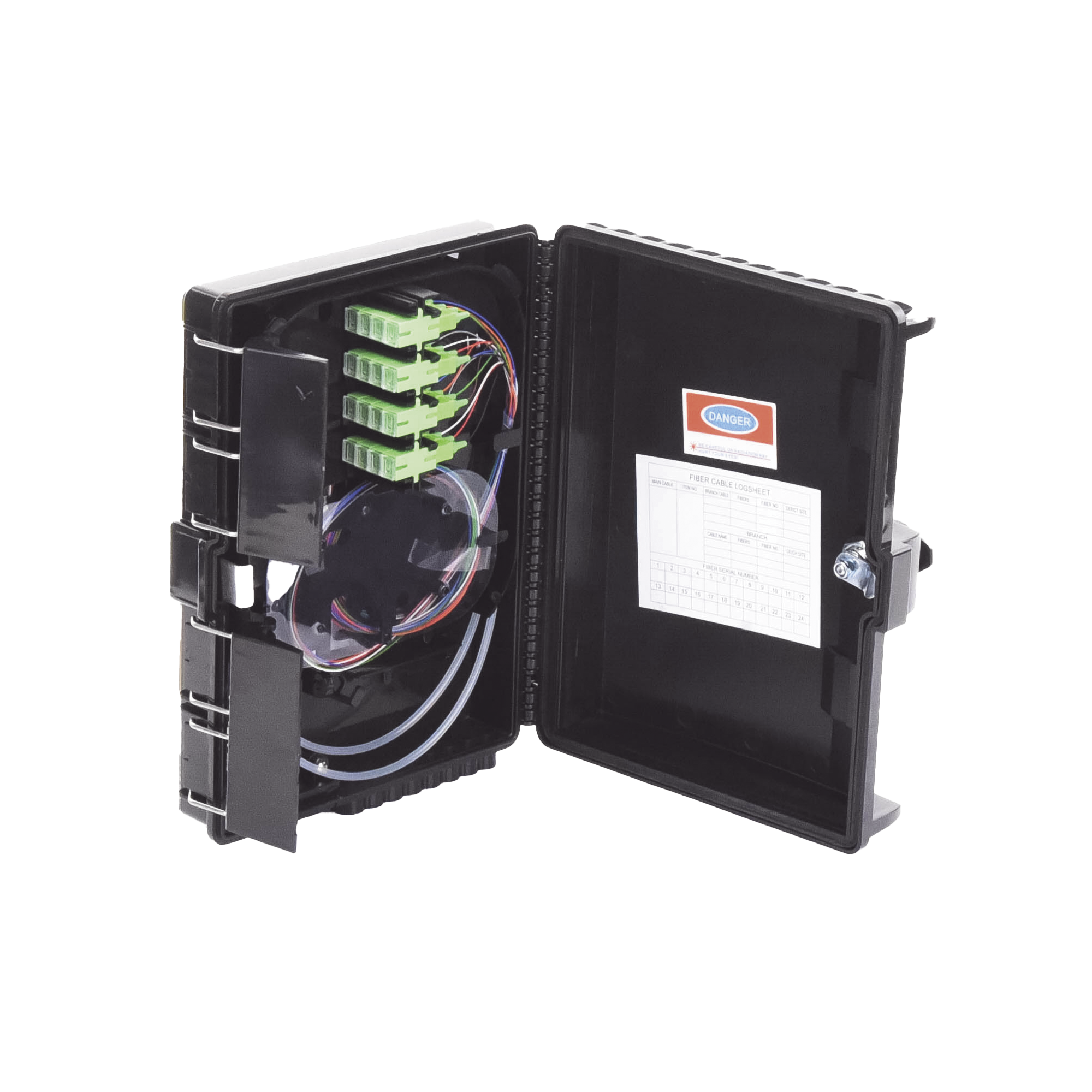 Cierre de Empalme para 24 Fusiones de Fibra Óptica, Interior/Exterior, con 16 Acopladores SC/APC y Splitter 1x16 SC/APC Incluido, IP65