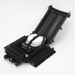 Caja de Distribución de Fibra Óptica para 24 Empalmes con 16 Acopladores SC/APC. Enterrado Directo, IP68, Splitter 1x16 Incluido con Conectores SC/APC