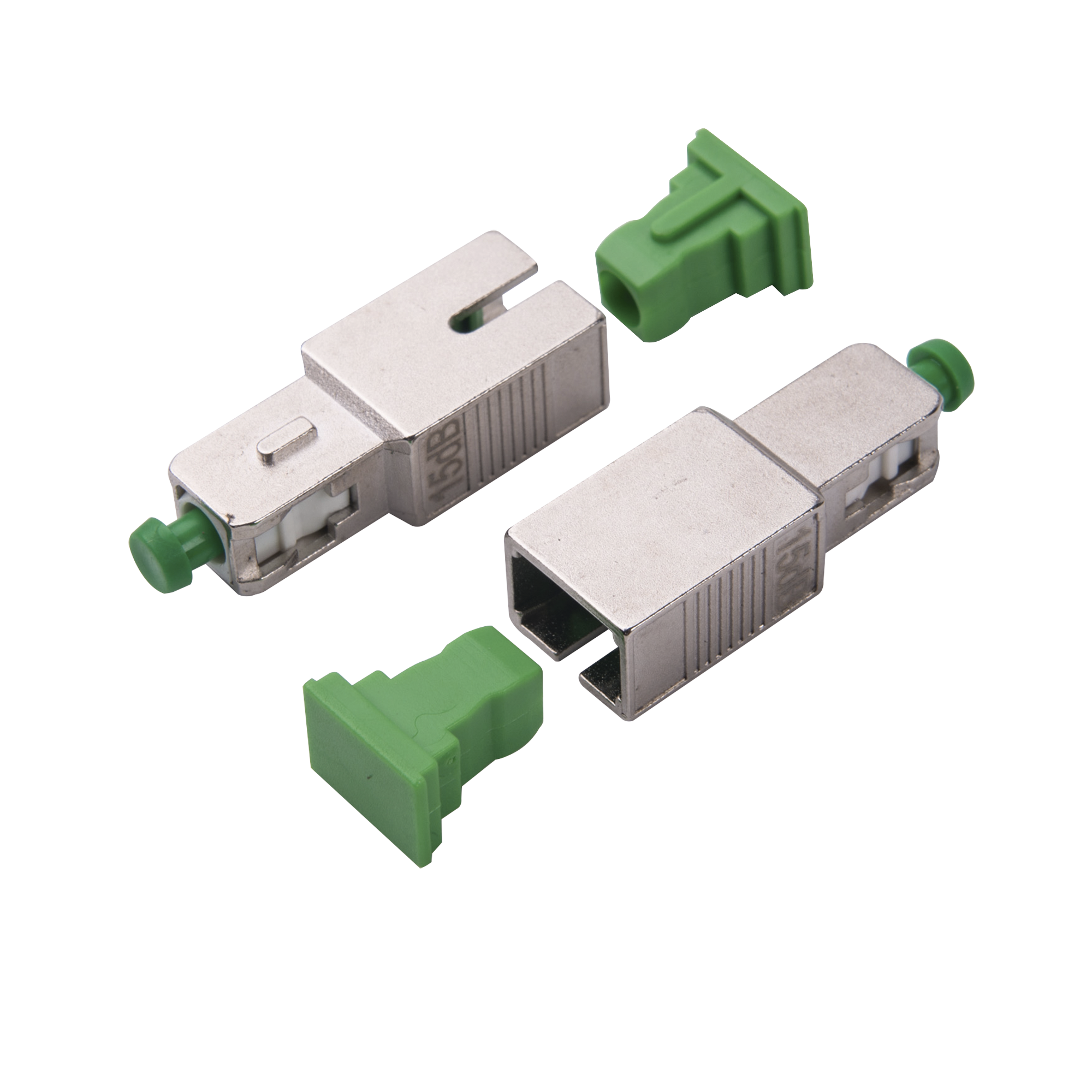Atenuador Óptico Macho-Hembra con Conector SC/APC de 15dB para Fibra Monomodo