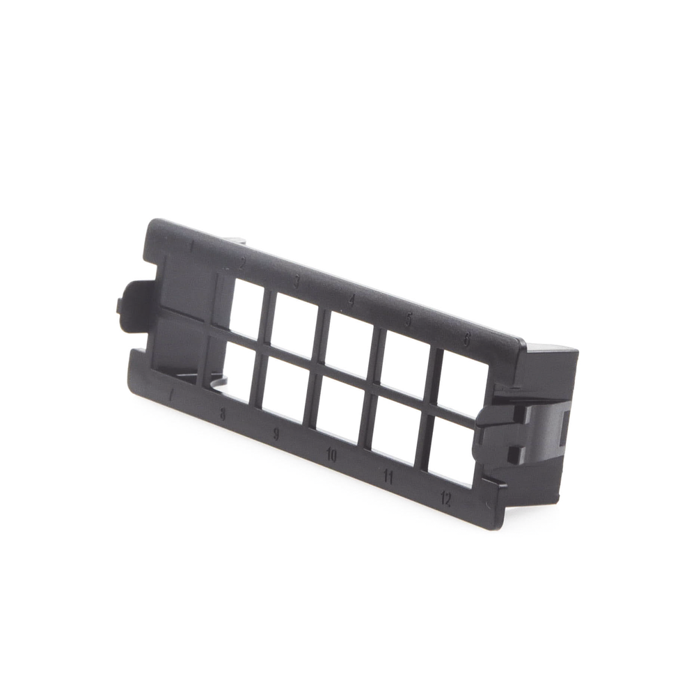 Placa Acopladora Vacía para Distribuidor de Fibra Óptica LP-ODF-8024, Acepta 12 Acopladores SC Simplex o 12 Acopladores LC Duplex, Color Negro