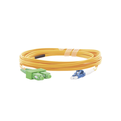 Jumper de Fibra Óptica Monomodo 9/125 LC/UPC-SC/APC, PVC, 2.0 mm, Dúplex, amarillo, 3 metros