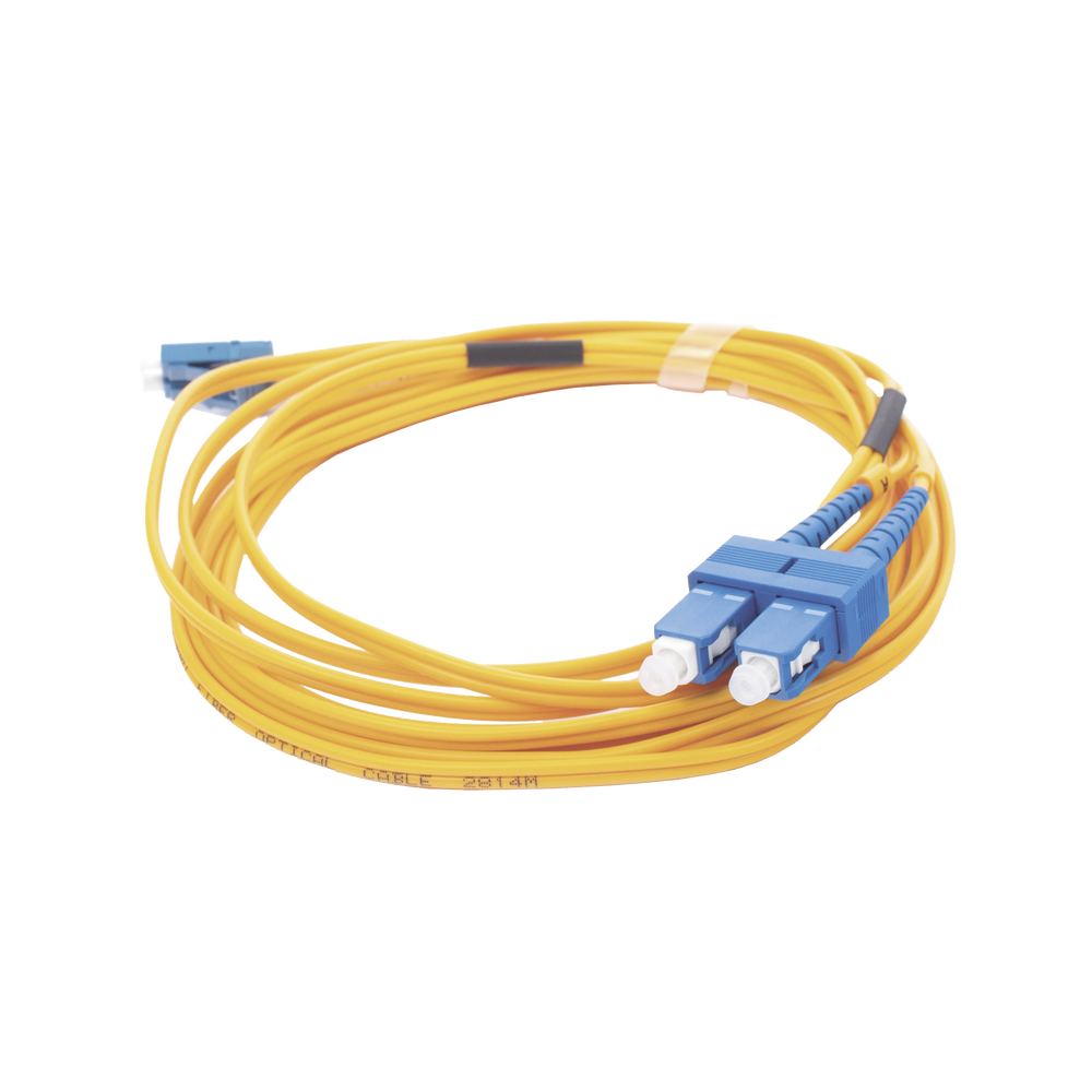 Jumper de Fibra Óptica Monomodo 9/125 LC/UPC-SC/UPC, PVC, 2.0 mm, Dúplex, Amarillo, 3 Metros (9.84 Pies)