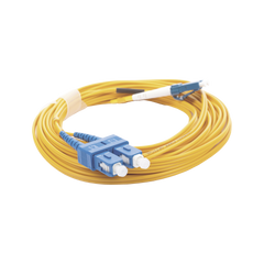 Jumper de Fibra Óptica Monomodo 9/125 LC/UPC-SC/UPC, PVC, 2.0 mm, Dúplex, Amarillo, 5 Metros (16.40 Pies)