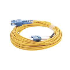 Jumper de Fibra Óptica Monomodo 9/125 LC/UPC-SC/UPC, PVC, 2.0 mm, Dúplex, Amarillo, 5 Metros (16.40 Pies)