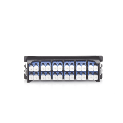 Placa acopladora para Distribuidor de Fibra Óptica LP-ODF-8024, incluye 12 acopladores LC Duplex Para fibra Monomodo