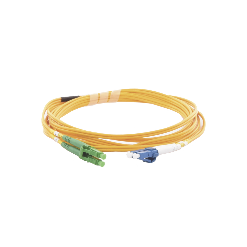 Jumper de Fibra Óptica Monomodo 9/125 LC/UPC-LC/APC, OFNR (Riser), 2.0 mm, Dúplex, Amarillo, 3 Metros (9.84 Pies)