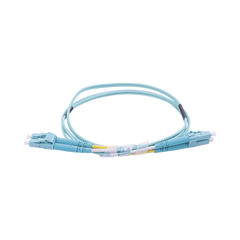 Jumper de Fibra Óptica Multimodo OM3 50/125 LC-LC OFNR (Riser), 2.0 mm, Dúplex, Aqua, 1 metro