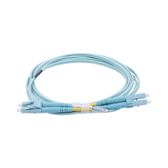 Jumper de Fibra Óptica Multimodo OM3 50/125 LC-LC OFNR (Riser), 2.0 mm, Dúplex, Aqua, 2 Metros (6.56 Pies)