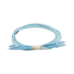 Jumper de Fibra Óptica Multimodo OM3 50/125 LC-LC OFNR (Riser), 2.0 mm, Dúplex, Aqua, 2 metros