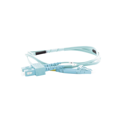 Jumper de Fibra Óptica Multimodo OM3 50/125 LC-SC OFNR (Riser), 2.0 mm, Dúplex, Aqua, 1 metro