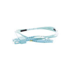 Jumper de Fibra Óptica Multimodo OM3 50/125 LC-SC OFNR (Riser), 2.0 mm, Dúplex, Aqua, 1 metro