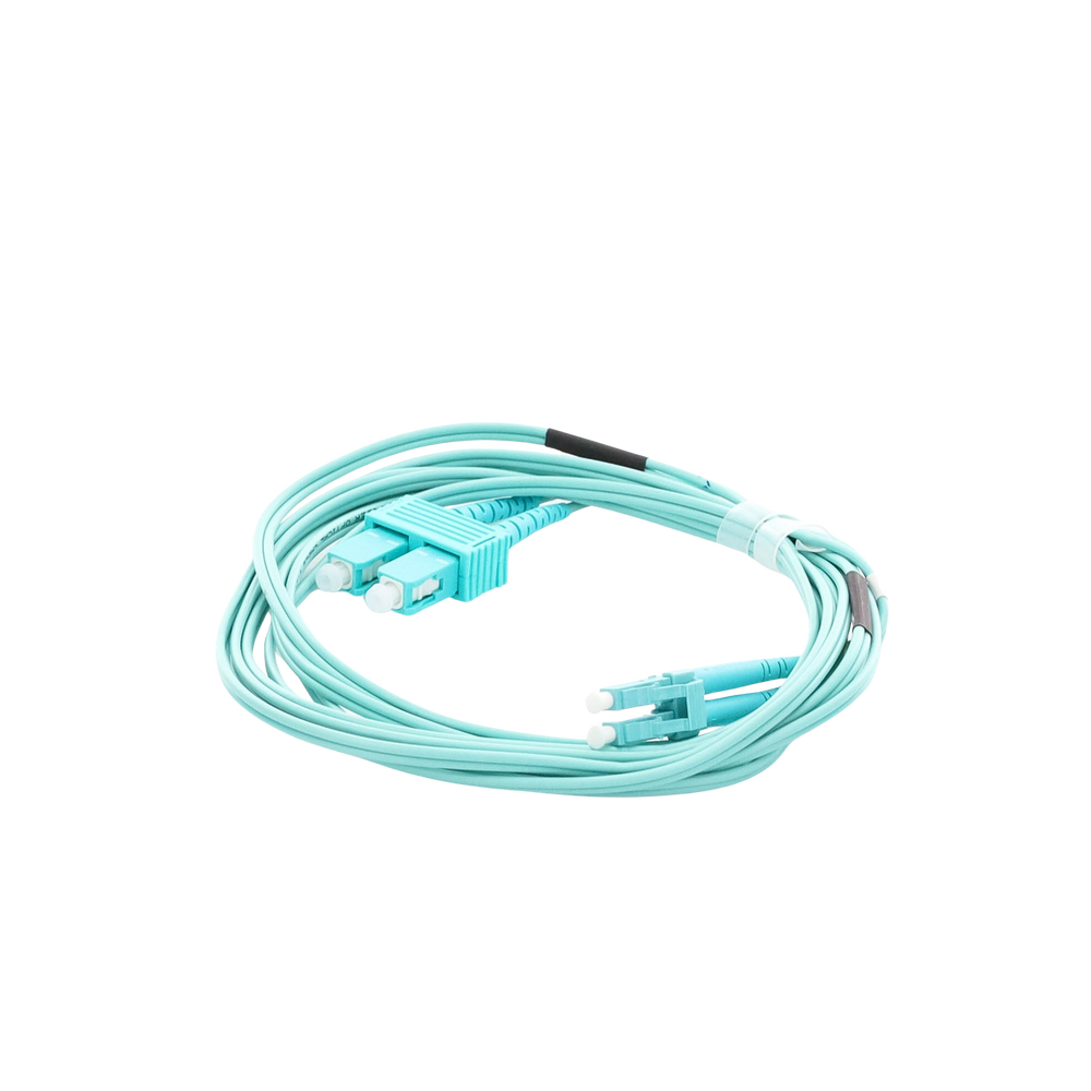 Jumper de Fibra Óptica Multimodo OM3 50/125 LC-SC OFNR (Riser), 2.0 mm, Dúplex, Aqua, 3 metros (9.84 pies)