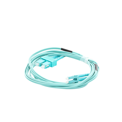 Jumper de Fibra Óptica Multimodo OM3 50/125 LC-SC OFNR (Riser), 2.0 mm, Dúplex, Aqua, 3 metros