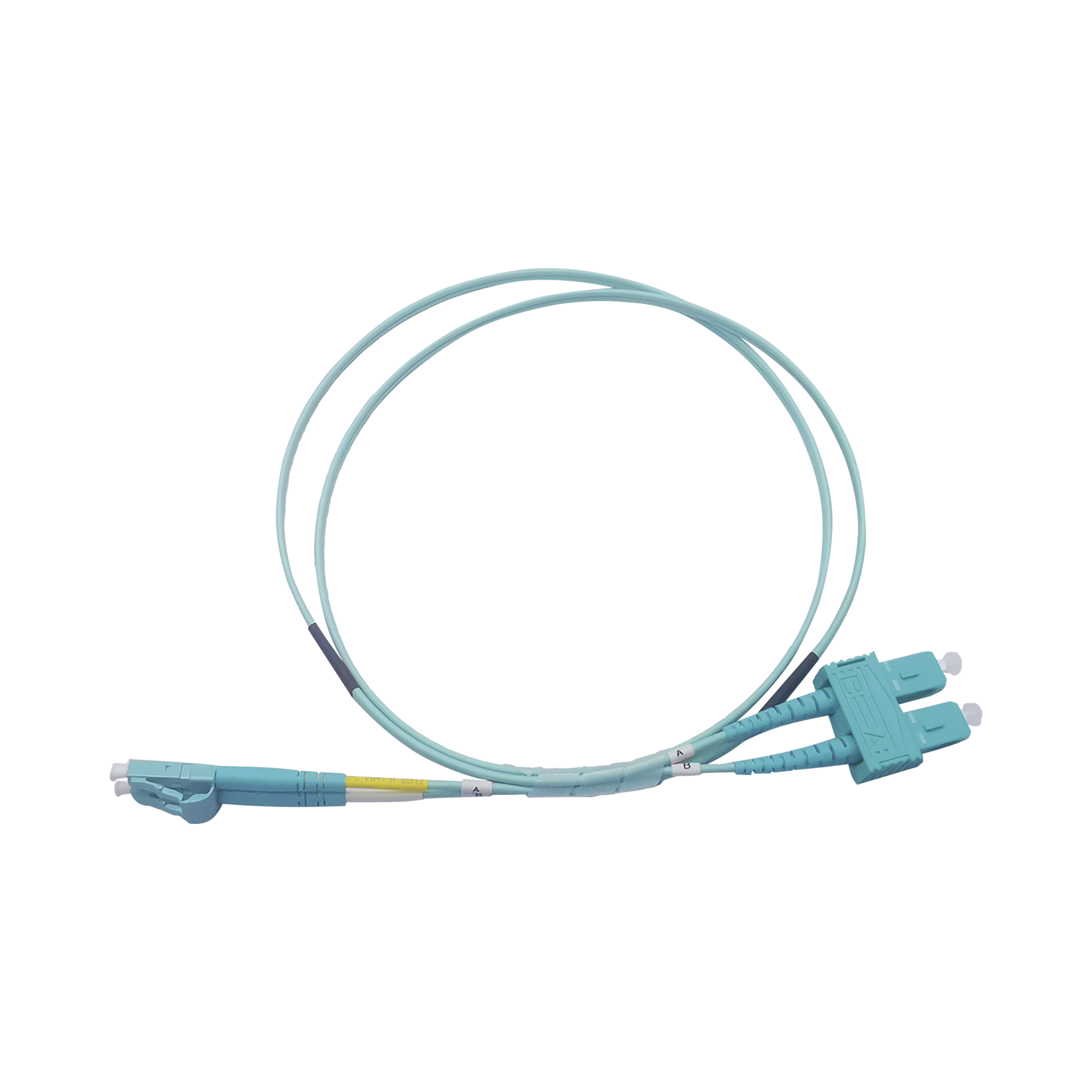 Jumper de Fibra Óptica Multimodo OM3 50/125 LC-SC OFNR (Riser), 2.0 mm, Dúplex, Aqua, 3 metros (9.84 pies)