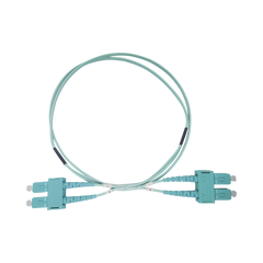 Jumper de Fibra Óptica Multimodo OM3 50/125 SC-SC OFNR (Riser), 2.0 mm, Dúplex, Aqua, 3 Metros (9.84 Pies)