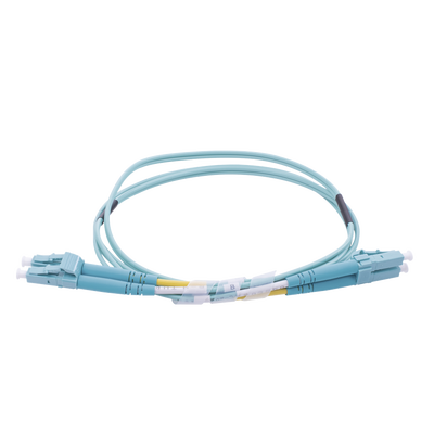 Jumper de Fibra Óptica Multimodo OM4 50/125 LC-LC OFNR (Riser), 2.0 mm, Dúplex, Aqua, 1 metro