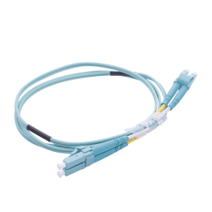 Jumper de Fibra Óptica Multimodo OM4 50/125 LC-LC OFNR (Riser), 2.0 mm, Dúplex, Aqua, 1 metro
