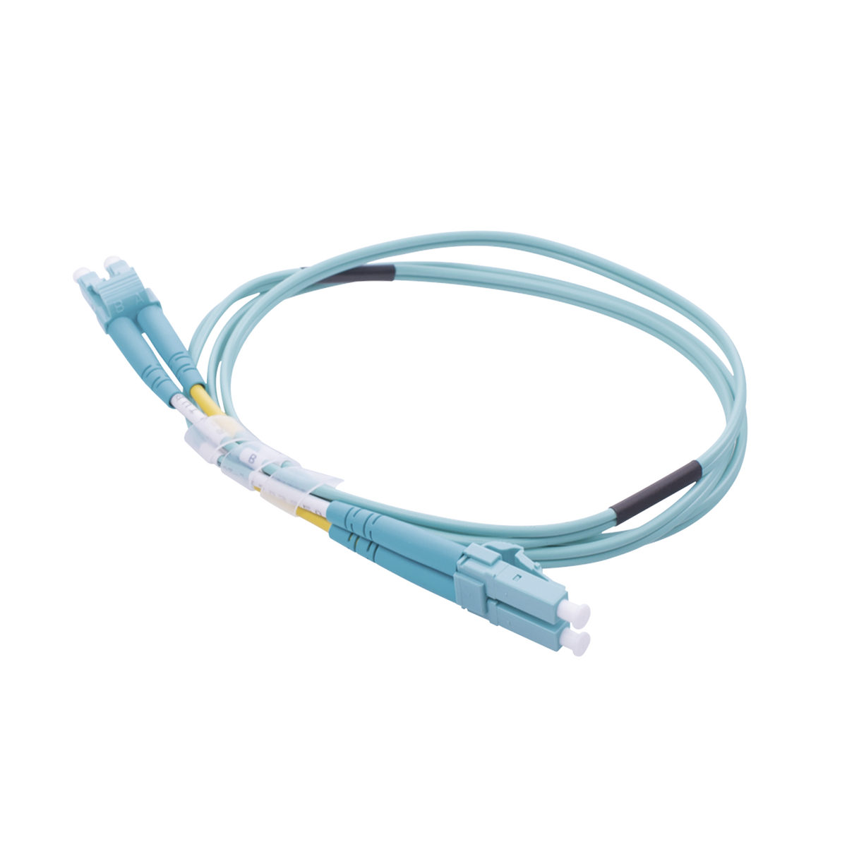 Jumper de Fibra Óptica Multimodo OM4 50/125 LC-LC OFNR (Riser), 2.0 mm, Dúplex, Aqua, 1 metro (3.28 pies)