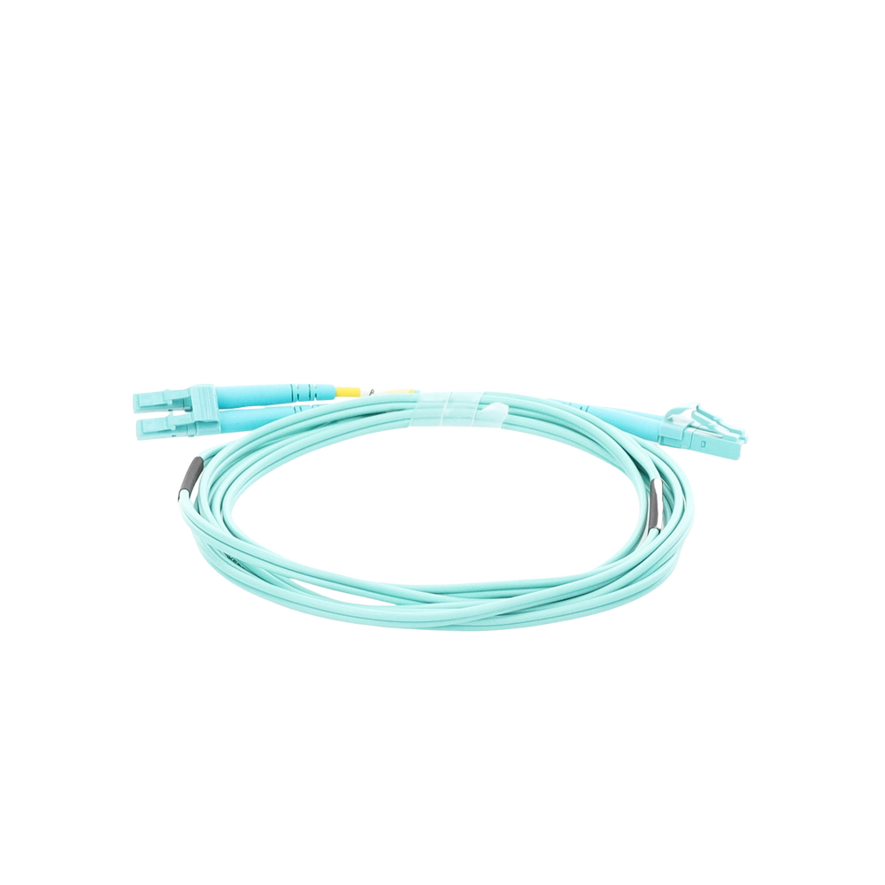 Jumper de Fibra Óptica Multimodo OM4 50/125 LC-LC OFNR (Riser), 2.0 mm, Dúplex, Aqua, 2 Metros (6.56 Pies)