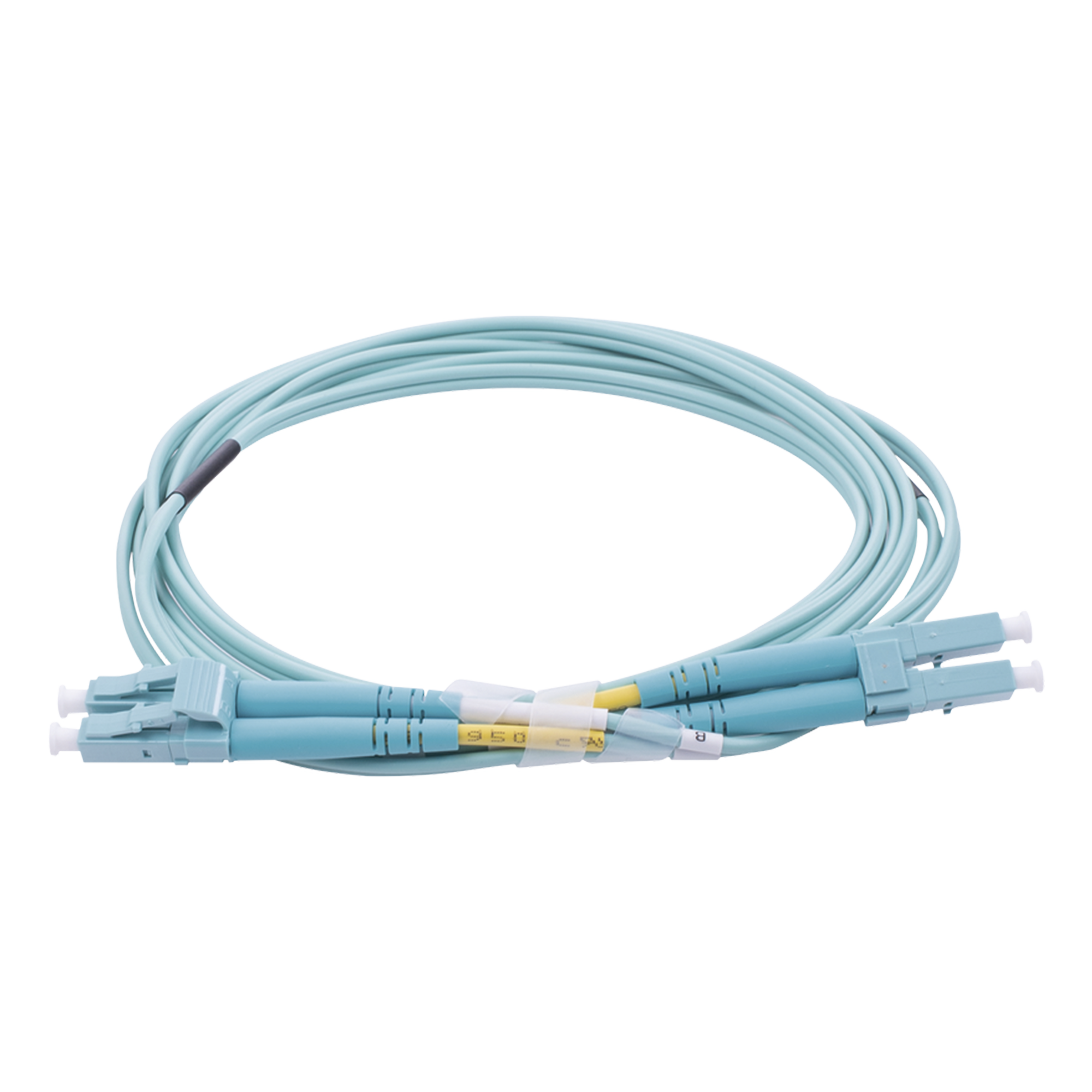 Jumper de Fibra Óptica Multimodo OM4 50/125 LC-LC OFNR (Riser), 2.0 mm, Dúplex, Aqua, 2 Metros (6.56 Pies)