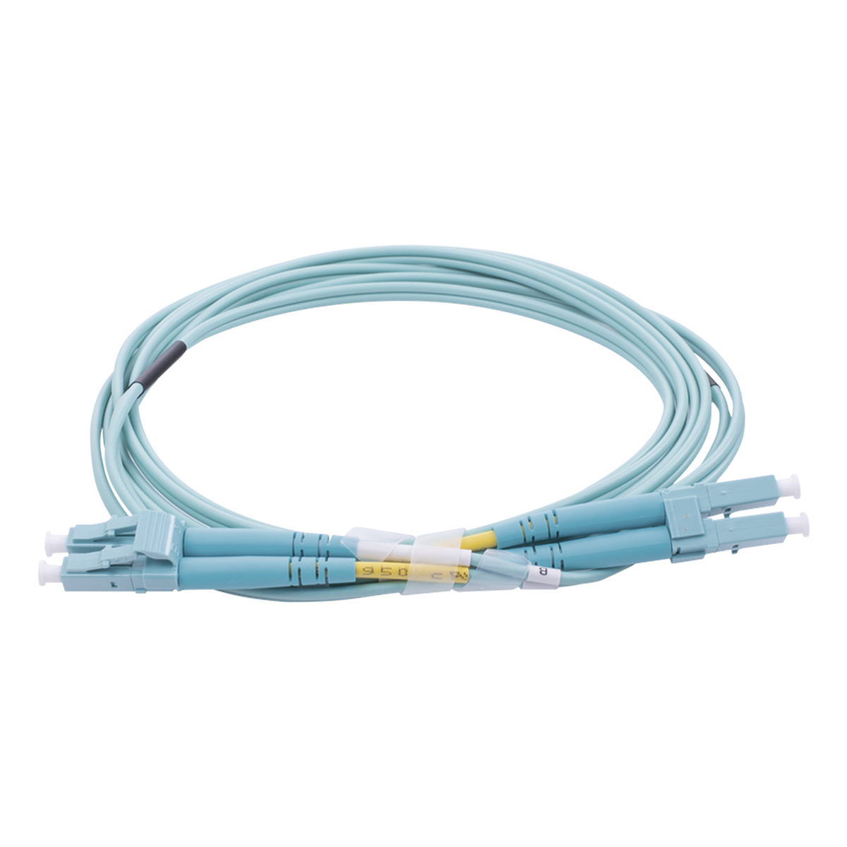 Jumper de Fibra Óptica Multimodo OM4 50/125 LC-LC OFNR (Riser), 2.0 mm, Dúplex, Aqua, 2 Metros (6.56 Pies)