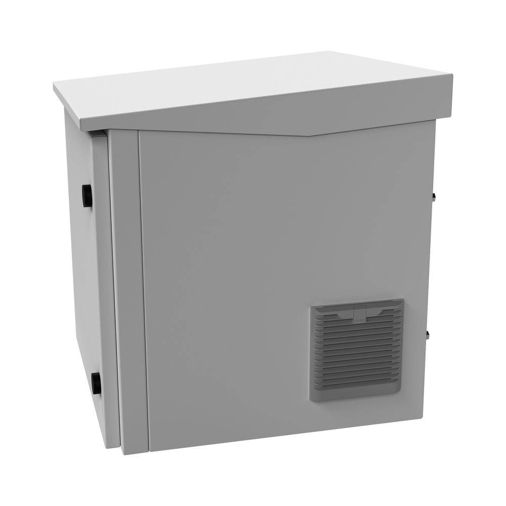 Gabinete de Exterior con Rack de 19" de 9UR con Ventiladores y Termostato, Se envía el Gabinete armado, (Montaje a poste o torre se vende por separado).
