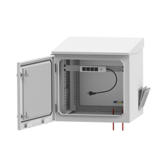 Gabinete de Exterior con Rack de 19" de 9UR con Ventiladores y Termostato, Se envía el Gabinete armado, (Montaje a poste o torre se vende por separado).