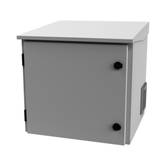 Gabinete de Exterior con Rack de 19" de 9UR con Ventiladores y Termostato, Se envía el Gabinete armado, (Montaje a poste o torre se vende por separado).