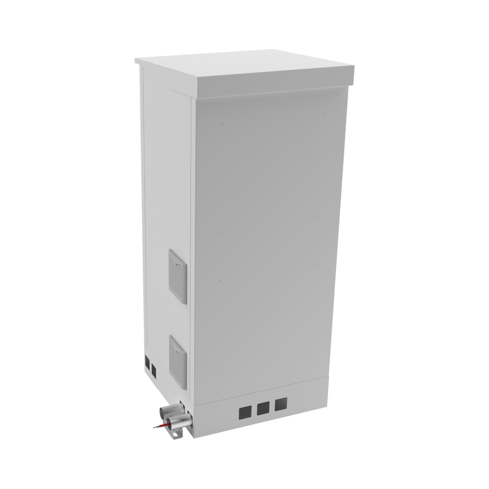 Gabinete de Piso para Exterior con Ventiladores y Termostato con Rack de 19" de 16 U + Espacio para Baterías, Se envía el Gabinete Armado.