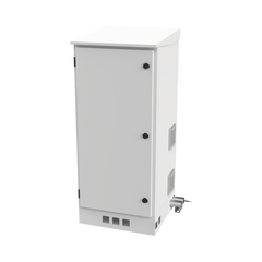 Gabinete de Piso para Exterior con Ventiladores y Termostato con Rack de 19" de 16 U + Espacio para Baterías, Se envía el Gabinete Armado.