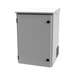 Gabinete de Exterior con Rack de 19" de 16U con Ventiladores y Termostato, Se envía el Gabinete Armado. (Montaje a poste o torre se vende por separado).