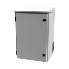Gabinete de Exterior con Rack de 19" de 16U con Ventiladores y Termostato, Se envía el Gabinete Armado. (Montaje a poste o torre se vende por separado).
