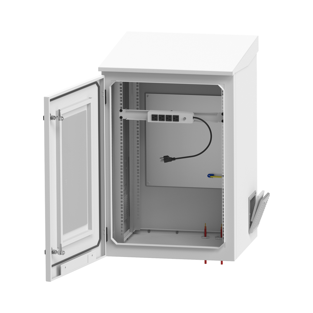 Gabinete de Exterior con Rack de 19" de 24U con Ventiladores y Termostato, Se envía el Gabinete Armado (Montaje a poste o torre se vende por separado).