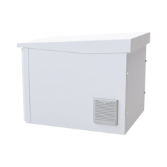 Gabinete PROFUNDO hasta 705 mm  de profundidad, de Exterior de 9UR con Ventiladores y Termostato, Se envía el Gabinete Armado, (Montaje a poste o torre se vende por separado).
