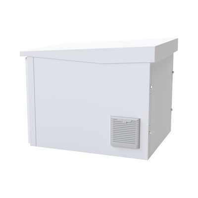Gabinete PROFUNDO hasta 705 mm  de profundidad, de Exterior de 9UR con Ventiladores y Termostato, Se envía el Gabinete Armado, (Montaje a poste o torre se vende por separado).