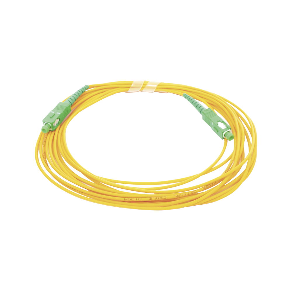 Jumper de Fibra Óptica Monomodo SC/APC - SC/APC Simplex, Color Amarillo, 5 Metros (16.40 Pies)
