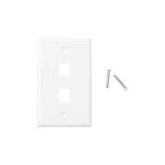 Placa de pared de 2 puertos, Keystone, Color Blanco