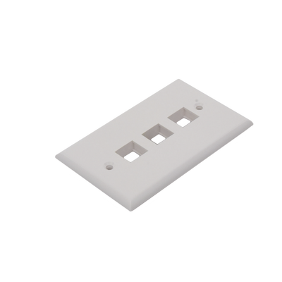 Placa de pared de 3 puertos, Keystone, Color Blanco