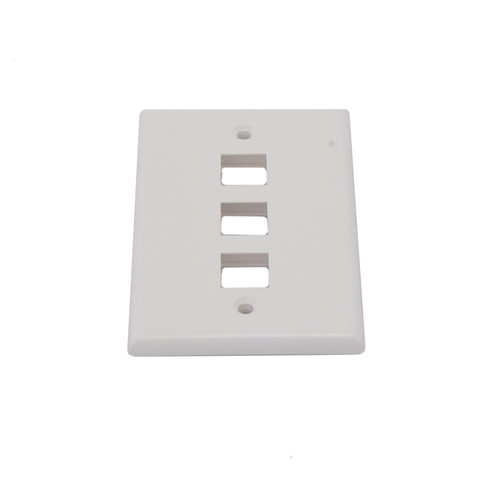 Placa de Pared de 3 Puertos, Keystone, Color Blanco