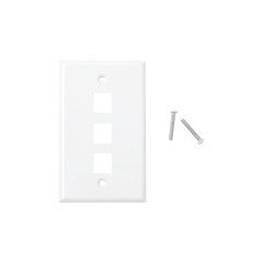 Placa de Pared de 3 Puertos, Keystone, Color Blanco
