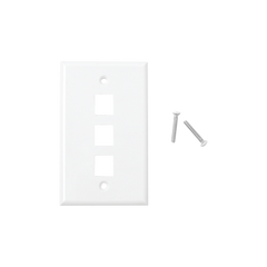 Placa de pared de 3 puertos, Keystone, Color Blanco