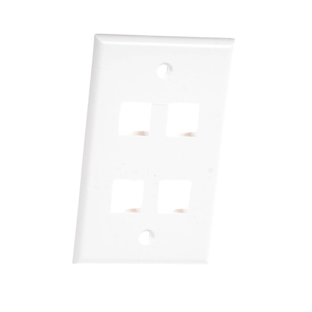 Placa de Pared de 4 Puertos, Keystone, Color Blanco