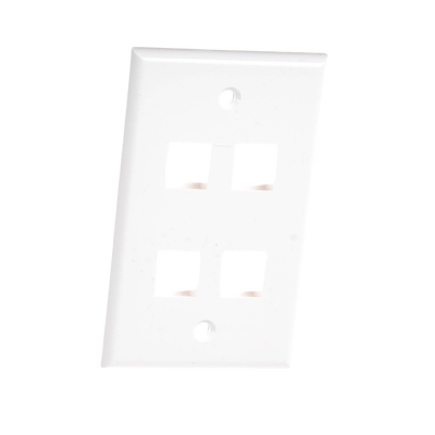 Placa de pared de 4 puertos, Keystone, Color Blanco