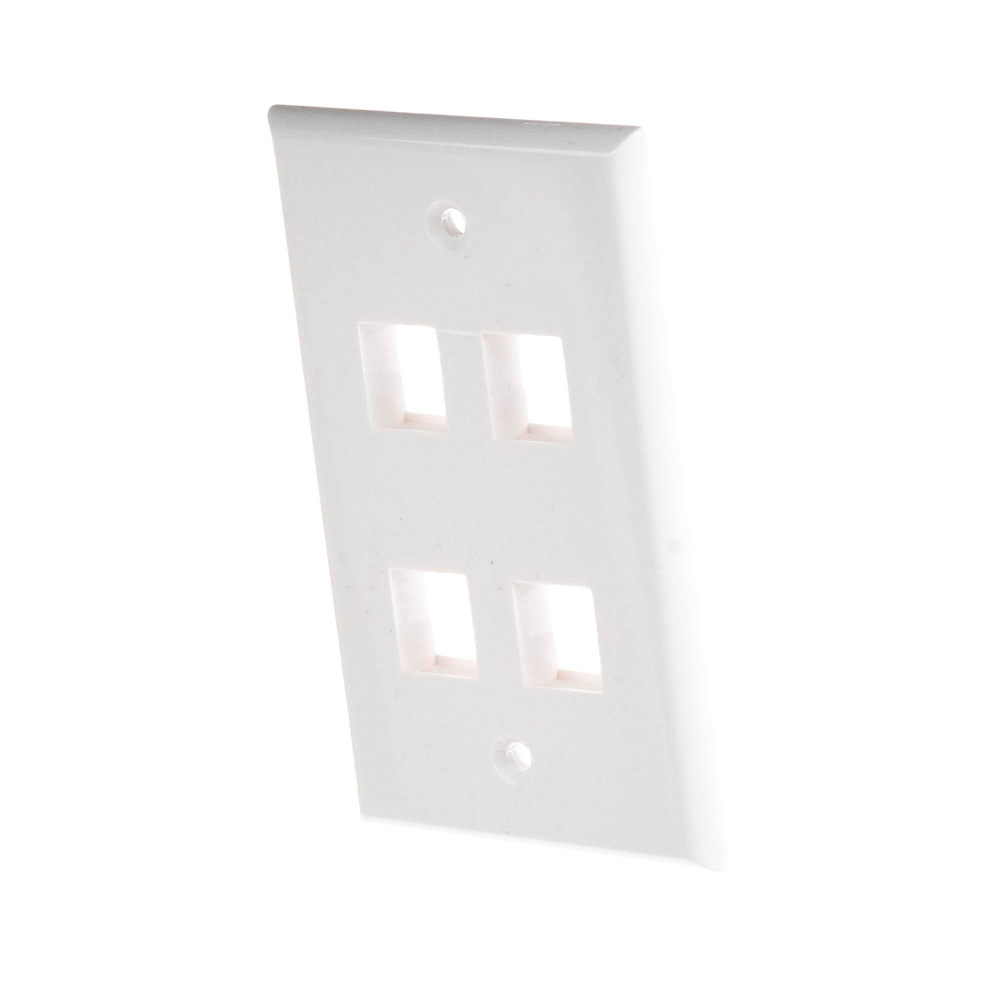 Placa de Pared de 4 Puertos, Keystone, Color Blanco