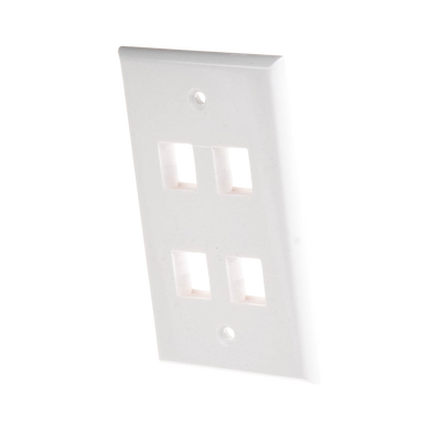 Placa de pared de 4 puertos, Keystone, Color Blanco