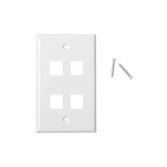 Placa de pared de 4 puertos, Keystone, Color Blanco