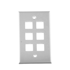 Placa de pared de 6 puertos, Keystone, Color Blanco