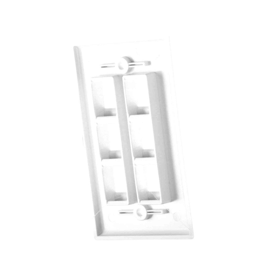 Placa de Pared de 6 Puertos, Keystone, Color Blanco